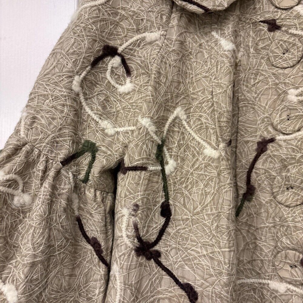 Anthropologie RYU Coat Tan Crochet Overlay Front Large Button Size Small Lined - Picture 4 of 15